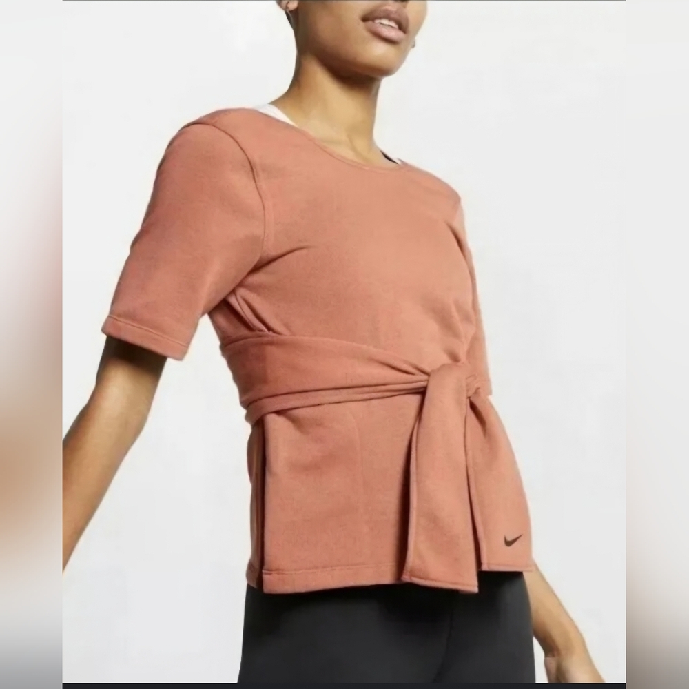 Nike Women's Short Sleeve Tie-Front Top - Rust